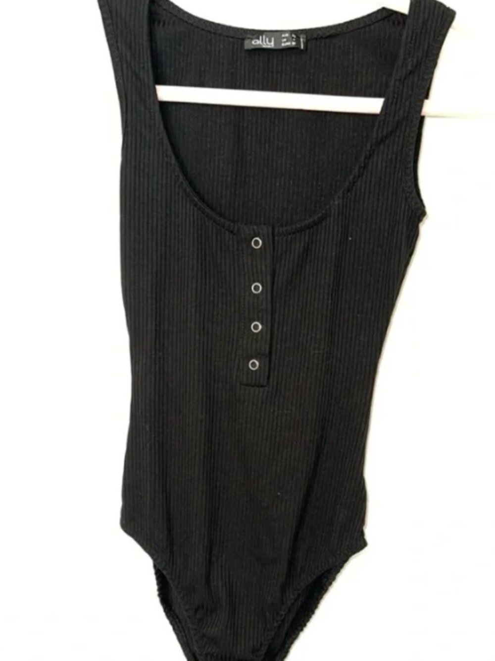 Black ribbed scoop neck bodysuit, size XS